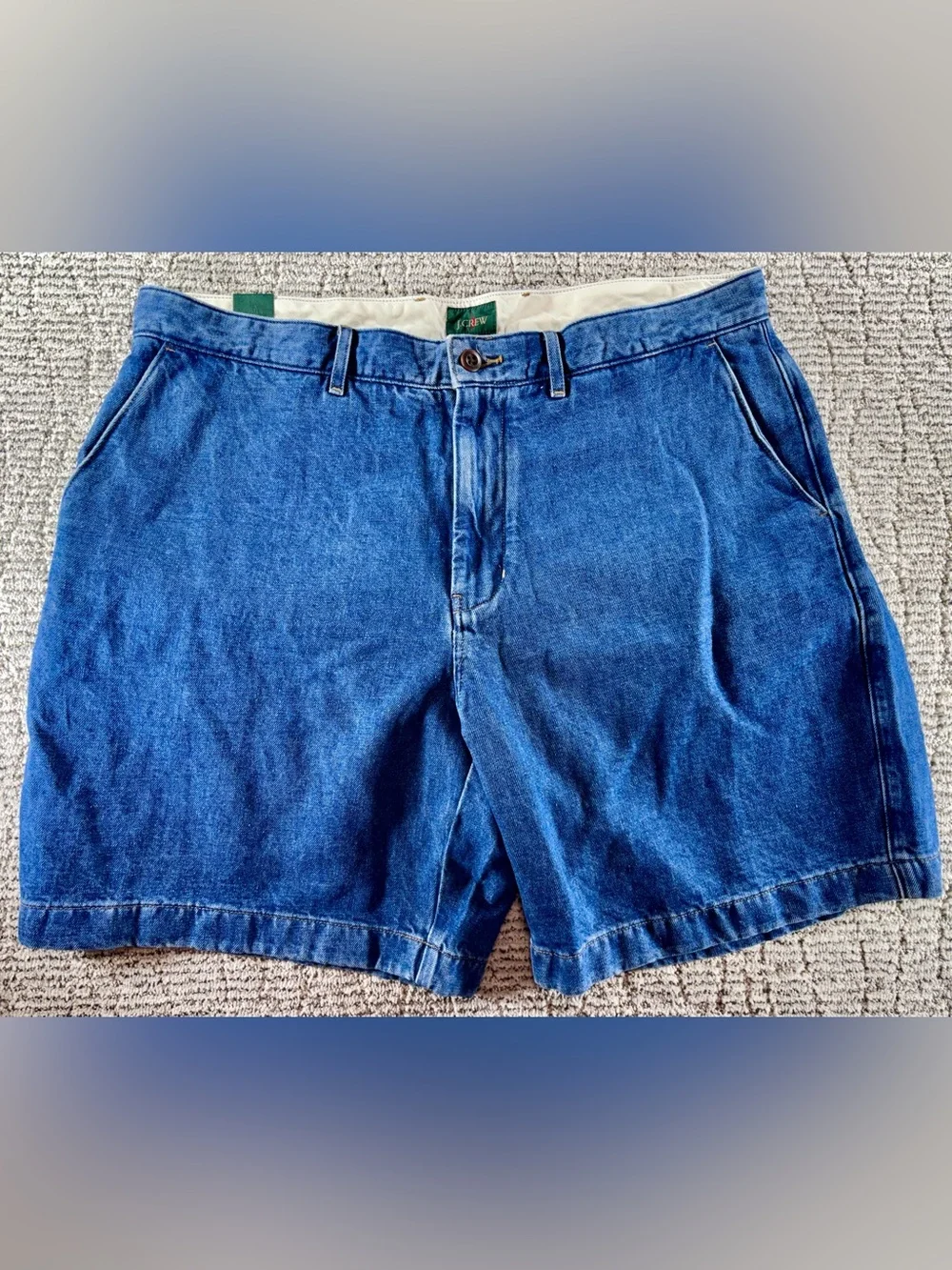 NWT J. Crew Men’s Size 38 Medium Wash 8” Relaxed Cotton-Linen Blend Denim Shorts